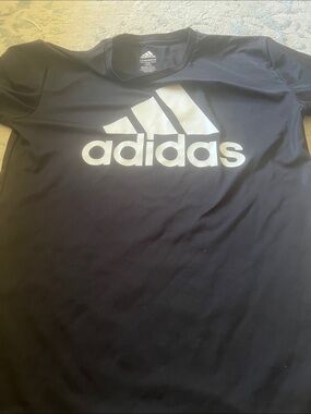 adidas Black Short-Sleeve Tee with White Logo